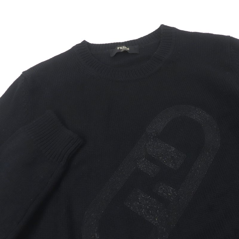 Fendi 2022 Fzx088 100% Wool FF Logo Zucca Bijoux Sweater Long Sleeve Knit