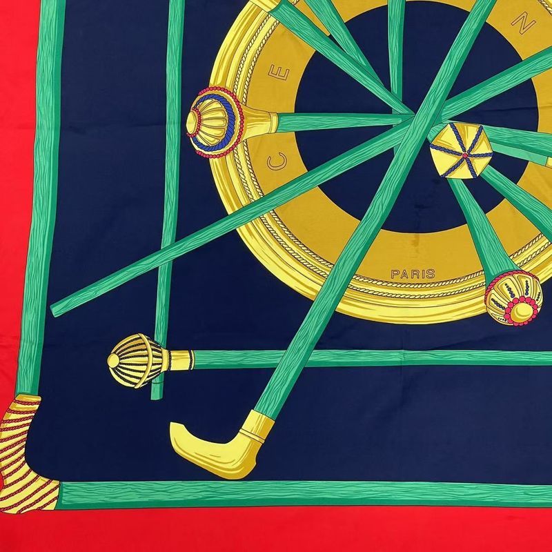 Celine Steck Printed Silk Scarf Red Navy