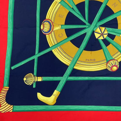 Celine Steck Printed Silk Scarf Red Navy