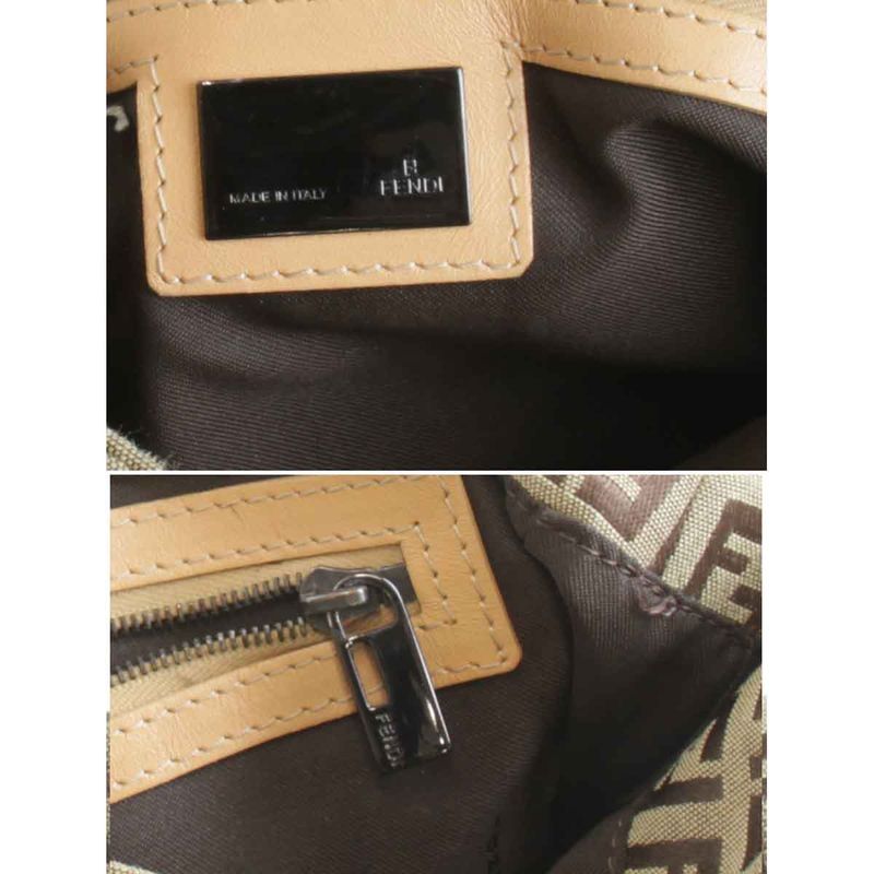 Fendi Zucchino Mamma Bucket Shoulder Bag Canvas Brown