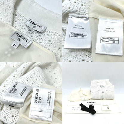 Chanel Dress Coco Mark Clover Lace P76856k11051 Cotton White