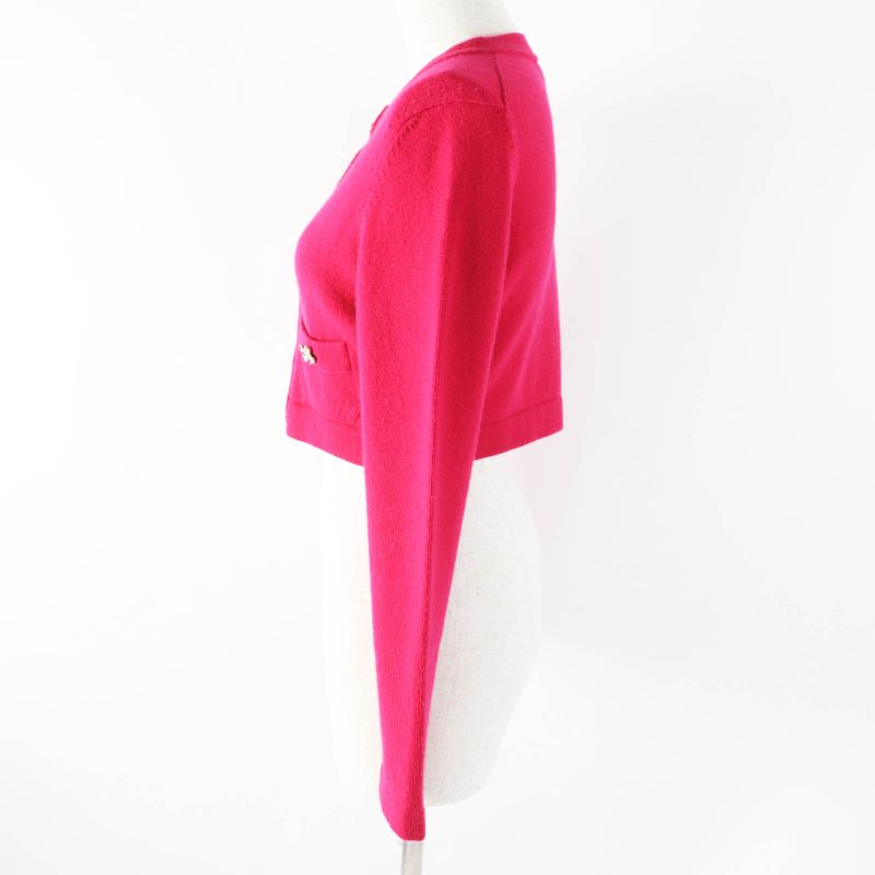 CHANEL 22AW P73483 100% Cashmere Lucky Charm Cropped Length Knit Cardigan