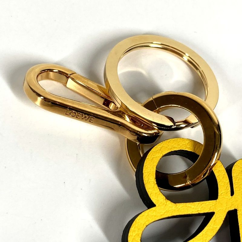 Loewe Key Holder Anagram Charm In Calf C821232x06 Leather Yellow