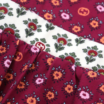 Gucci 741252 Zam1s Cotton Interlocking G Floral Flared Hem Long Skirt Multi 36