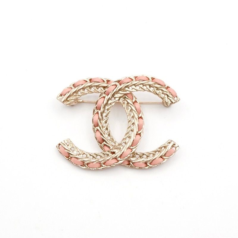Chanel Brooch Corsage Gold Pink Here Mark Chain
