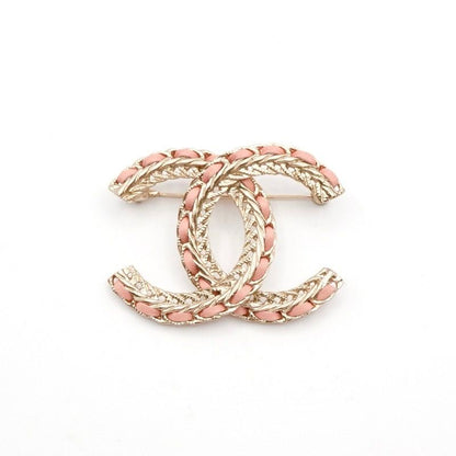 Chanel Brooch Corsage Gold Pink Here Mark Chain