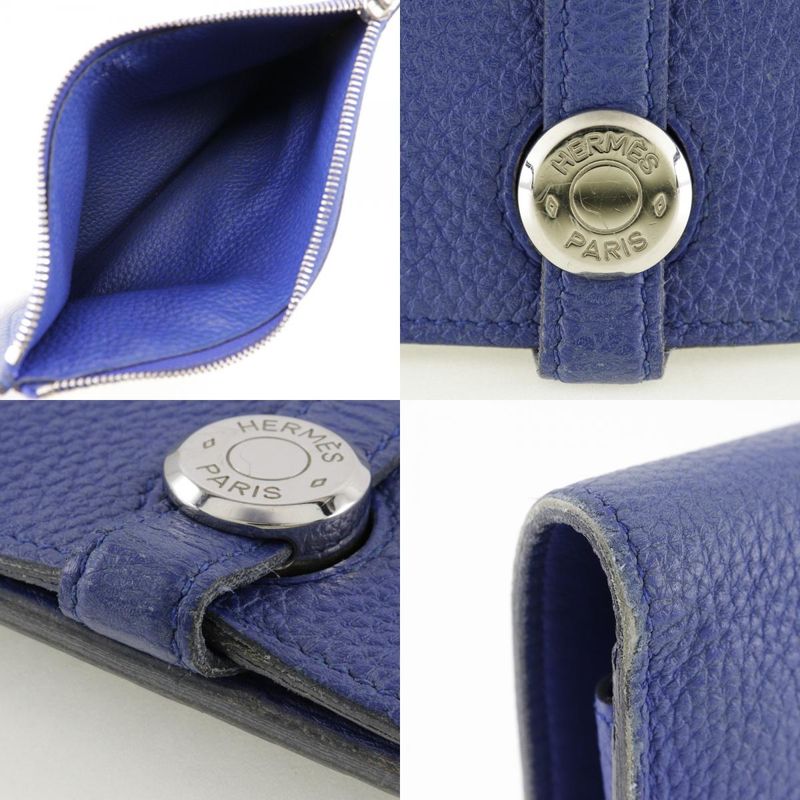 Hermes Dogon GM Togo Blue T Unisex Long Wallet