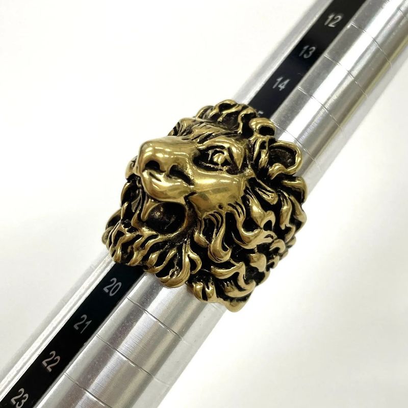 Gucci Michele Period Lion Head GP Ring 19 (actual Size 18) Gold Made In Italy
