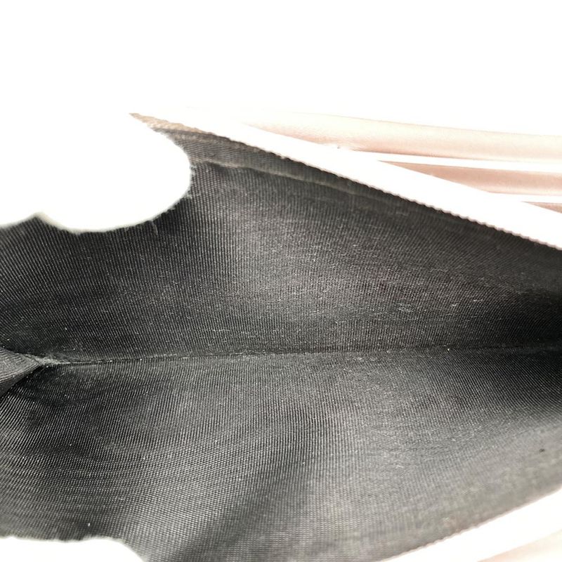 Gucci 388679 2067 Striped Ribbon Long Wallet Pink Beige Leather Women