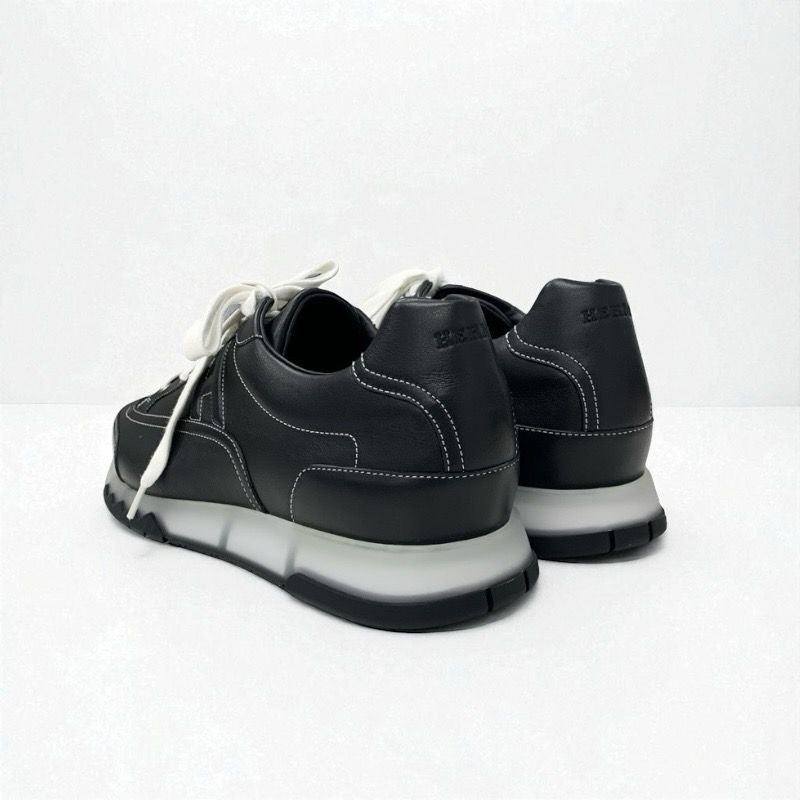 Hermes Trail Sneakers Shoes Leather Black Unused Logo Men's