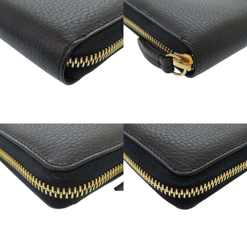 Gucci Round Zipper GG Marmont 456117 Leather Black Long Wallet Black 1001 Gucci