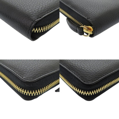 Gucci Round Zipper GG Marmont 456117 Leather Black Long Wallet Black 1001 Gucci
