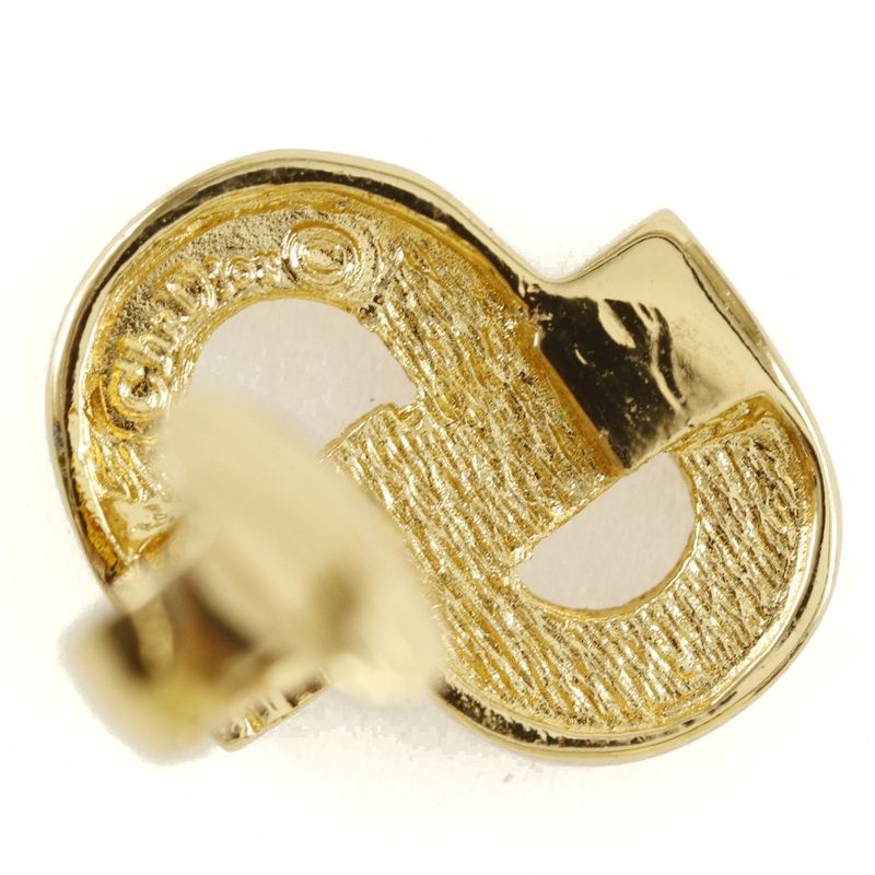 [dior] Christian Dior CD Logo Gold Plated And Rhinestone Ladies 5.0g Earring