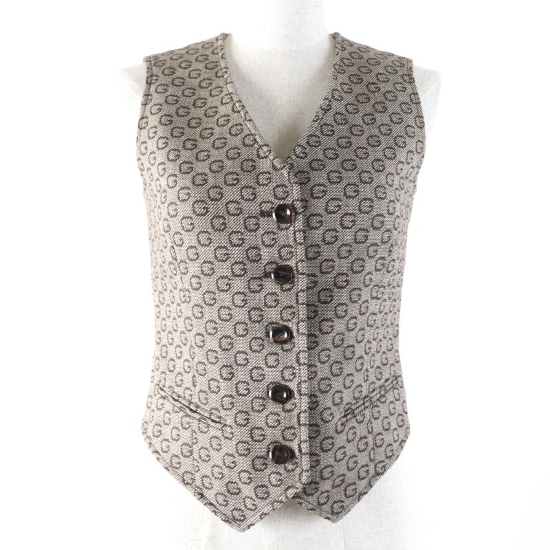 Gucci 652629 649337 100% Wool Logo Patterned Vest And Jacket 2-piece Ensemble