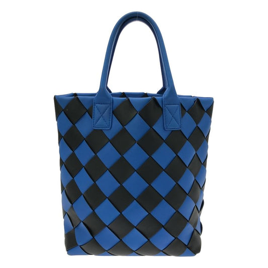 Bottega Veneta Leather Maxi Intrecciato Handbag Tote Bag - Signal Blue Black -