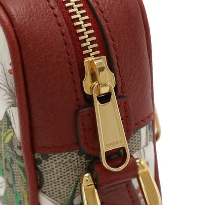 Gucci Ophidia GG Flora Sherry Line Shoulder Bag Pochette PVC Leather Red Beige