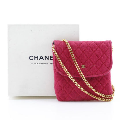 Chanel Chain Pouch Micro Cotton Red Ladies Pouch