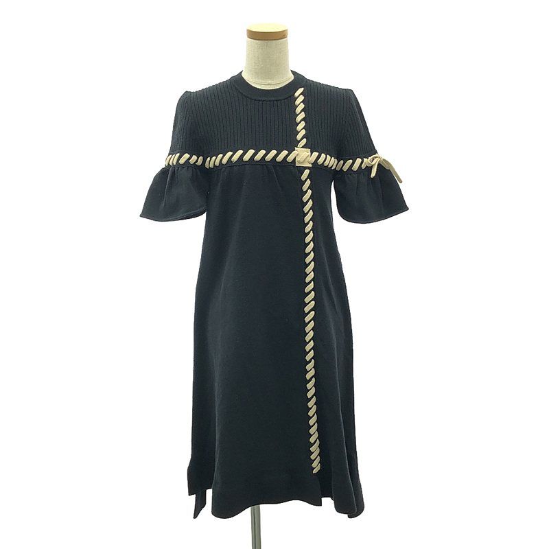 Fendi - Lace-up Design Knit Dress - 38 - Black Beige - Women
