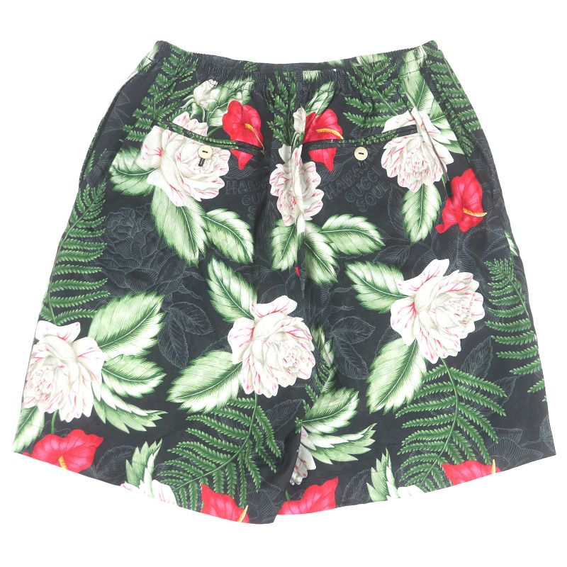 Gucci 624524/619073 Silk-blend Short-sleeved Aloha Shirt And Shorts Set-up