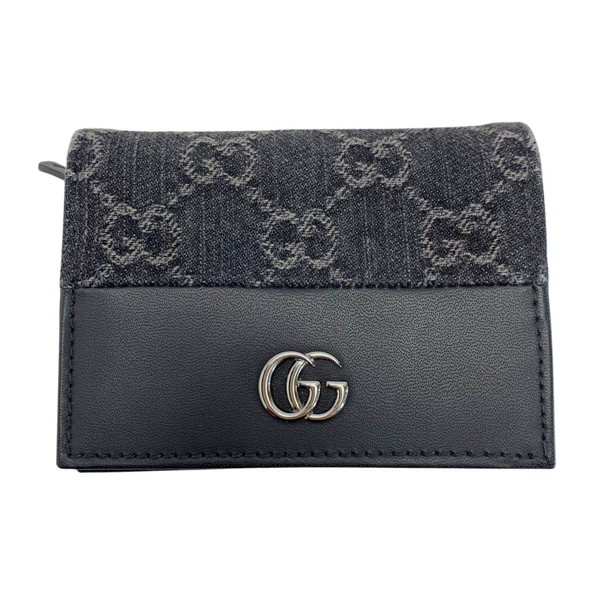 Gucci Marmont 658610 Bifold Wallet Leather Women's Silver Hardware