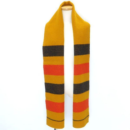 Hermes Cabas Wool Muffler Striped Mustard Yellow Hermes
