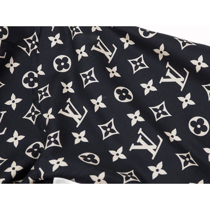 Louis Vuitton Monogram Pajama Shirt Silk Shirt Blouse Women's Tops Navy Ivory