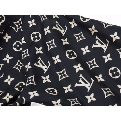 Louis Vuitton Monogram Pajama Shirt Silk Shirt Blouse Women's Tops Navy Ivory