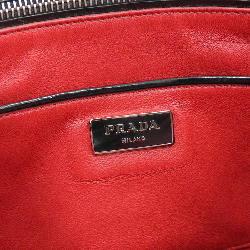 Prada Current Mirano Tag Bn2493 Enamel Triangle Logo Tote Bag Black