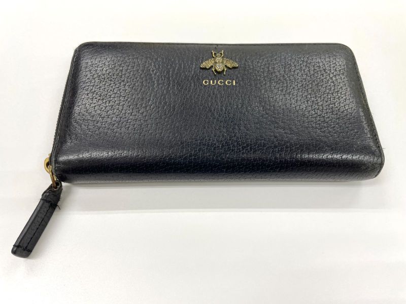 Gucci Animalier Bee Leather Zip Around Wallet Round Zipper Bee Long Wallet