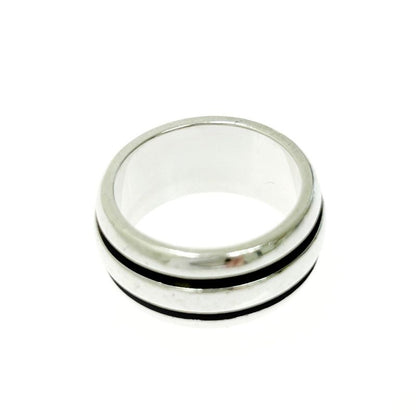 Tiffany & Co Silver Grooved Double Line Ring 9.4g 925 Engraved 434280 Ring