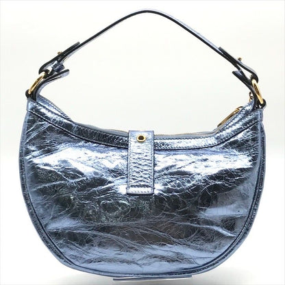 Versace Medusa Metallic Leather Repeat Hobo 2-Way Hand Shoulder Bag Blue