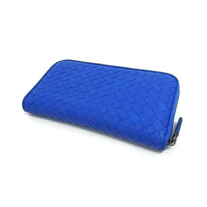 Bottega Veneta Intrecciato Leather Zip Around Wallet Blue — view 2