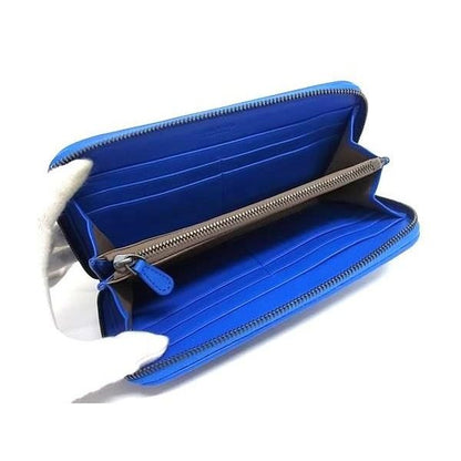 Bottega Veneta Intrecciato Leather Zip Around Wallet Blue — view 3