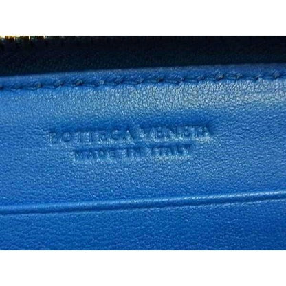 Bottega Veneta Intrecciato Leather Zip Around Wallet Blue — view 5