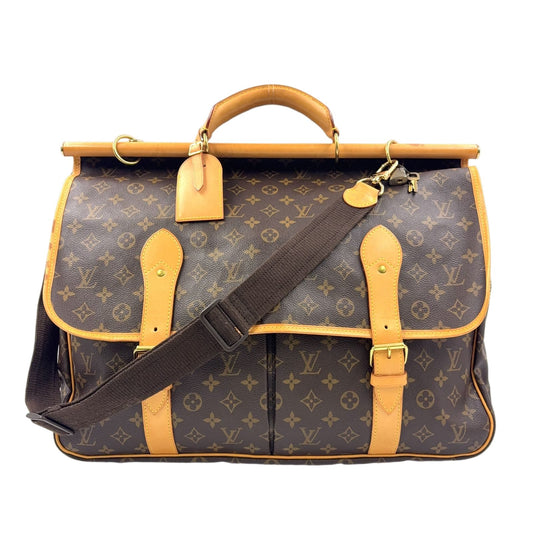 Louis Vuitton Sac Monogram Leather Brown Travel Bag Gold