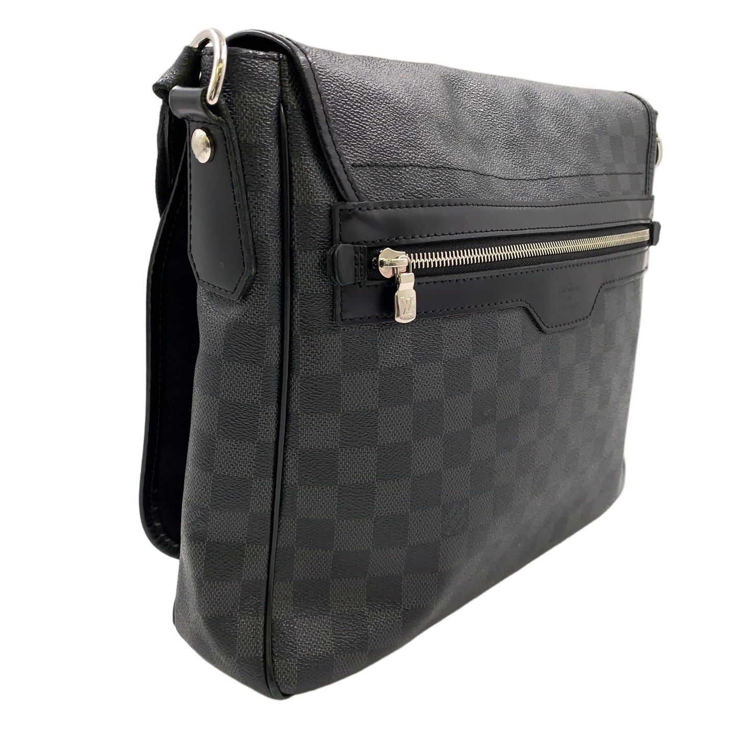 Louis Vuitton Daniel MM Damier Graphite Leather Black Shoulder Bag Silver — view 2