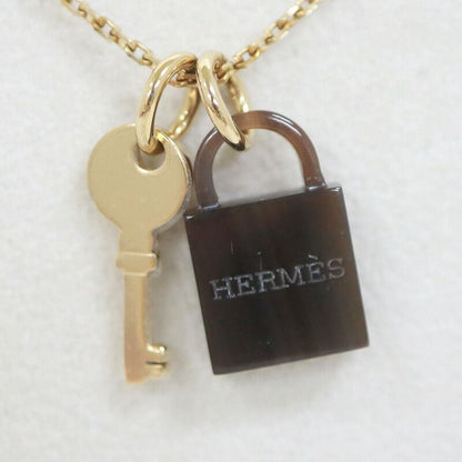 Hermes Amulet Padlock PM Necklace Buffalo Horn Gold Chain
