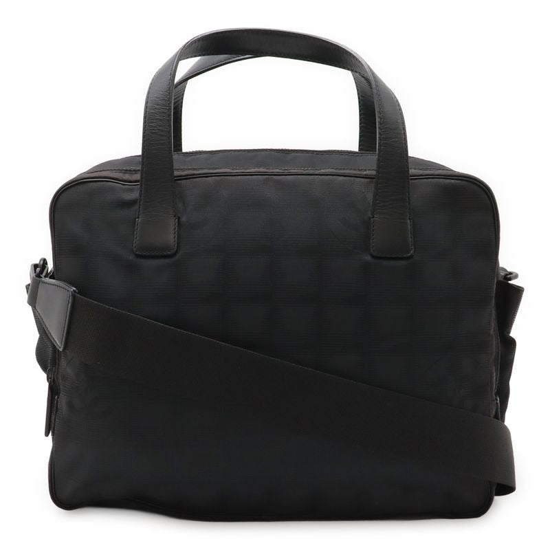 Chanel New Travel Line Handbag 2-Way Tote Bag Nylon Jacquard Leather Black