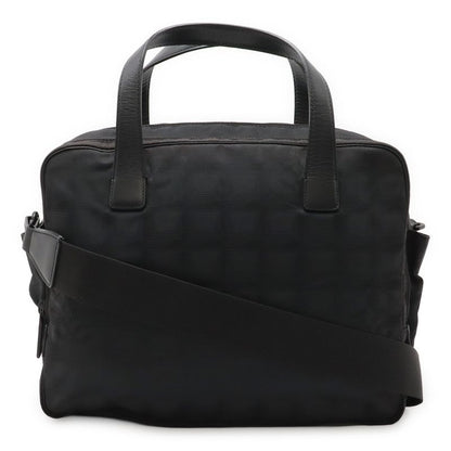 Chanel New Travel Line Handbag 2-Way Tote Bag Nylon Jacquard Leather Black