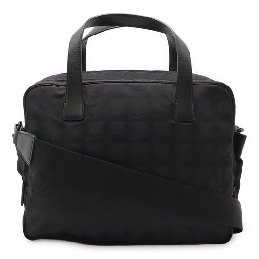 Chanel New Travel Line Handbag 2-Way Tote Bag Nylon Jacquard Leather Black
