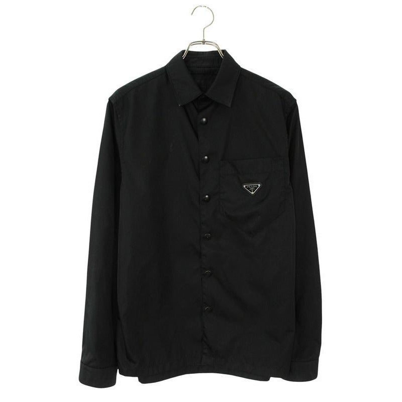 Prada Sc514 re-Nylon Triangle Logo Plate Long Sleeve Shirt XS