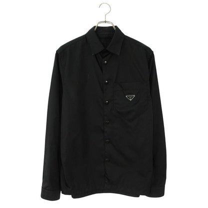 Prada Sc514 re-Nylon Triangle Logo Plate Long Sleeve Shirt XS
