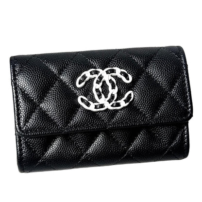 Chanel 19 Card Case Caviar Leather Black