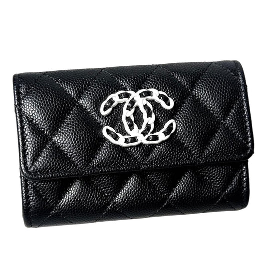 Chanel 19 Card Case Caviar Leather Black