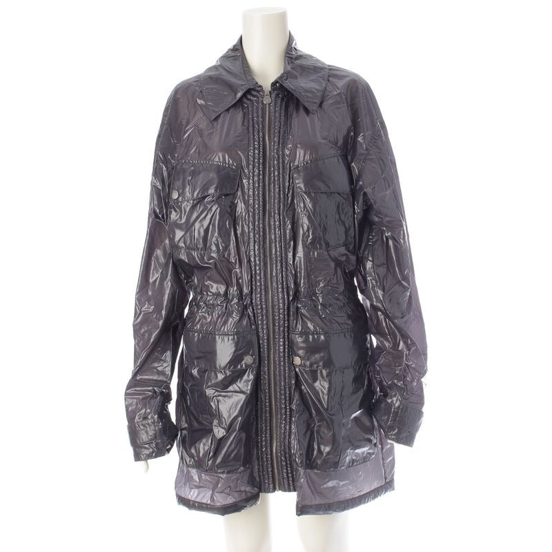 Chanel Nylon Coco Mark Long Coat Outerwear Gray 38