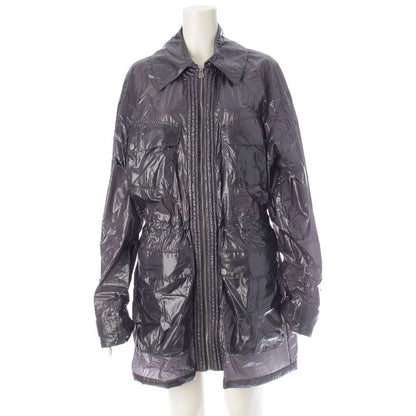 Chanel Nylon Coco Mark Long Coat Outerwear Gray 38