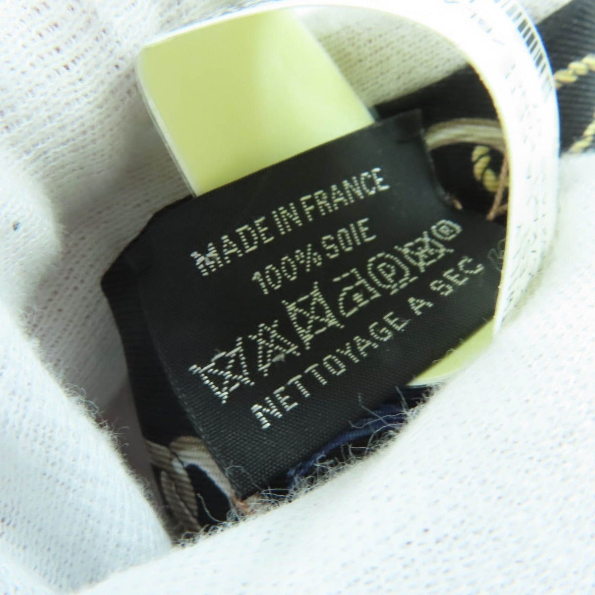 Hermes Twilly Serafette Silk Khaki Fonce White Black Scarf — view 5