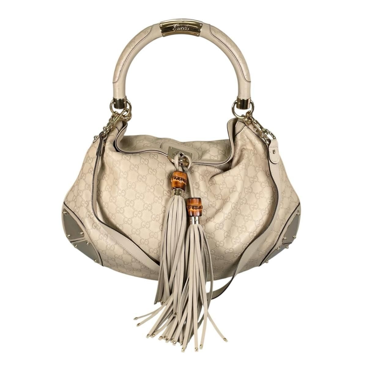 Gucci Guccissima 2-Way Tote Indy Shoulder Bag Beige