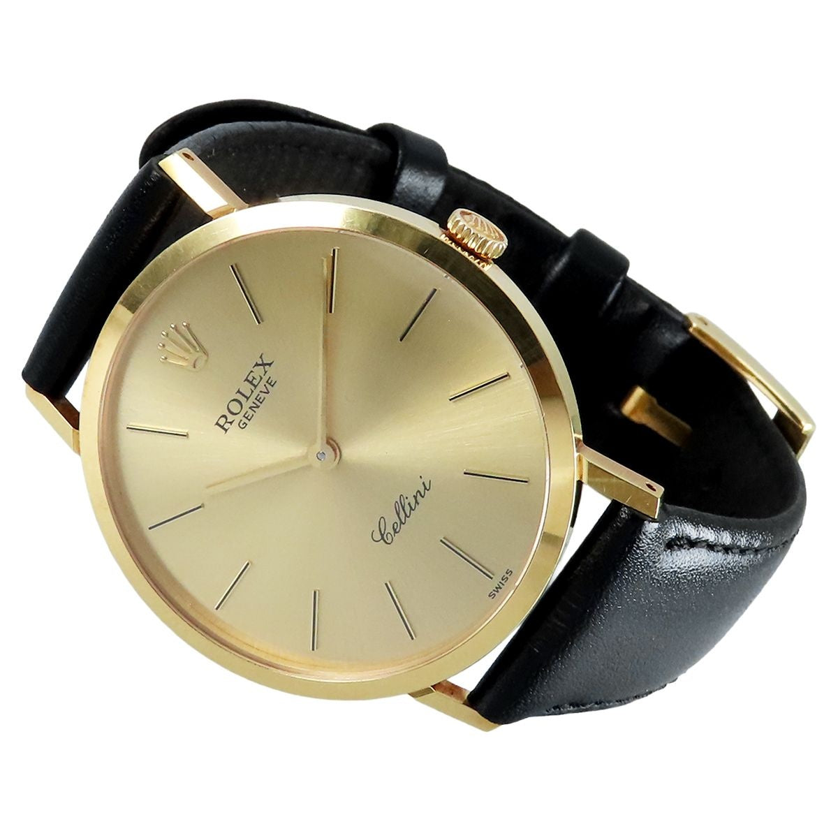 Rolex Cellini Champagne 18k Yellow Gold Leather Round Post Vintage Watch Manual — view 2