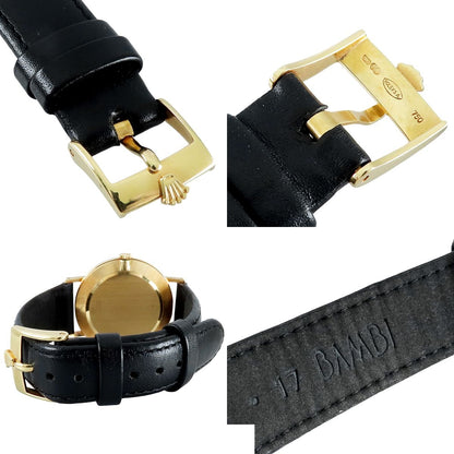 Rolex Cellini Champagne 18k Yellow Gold Leather Round Post Vintage Watch Manual — view 7